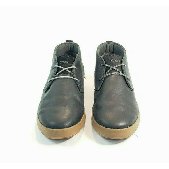 Olukai Kupono Chukka Ankle Boots Lace Up Blue Leat main image 4